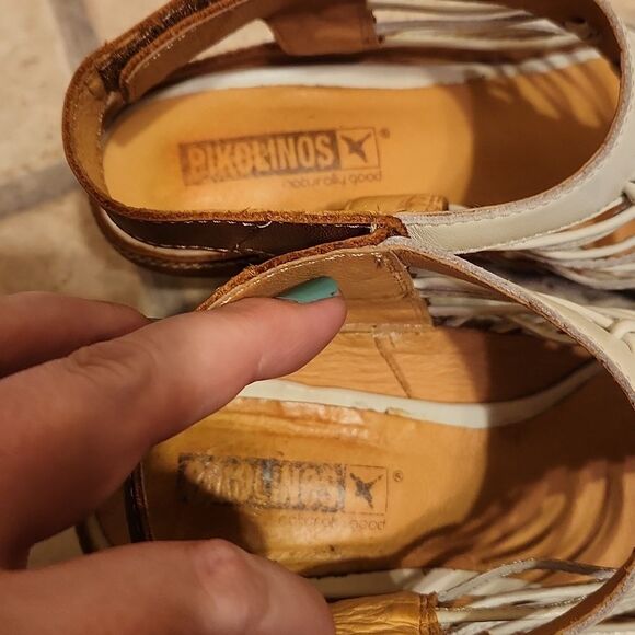 Pikolinos Women's White & Tan Heeled Sandals Size 37 US 6.5 - Picture 7 of 11